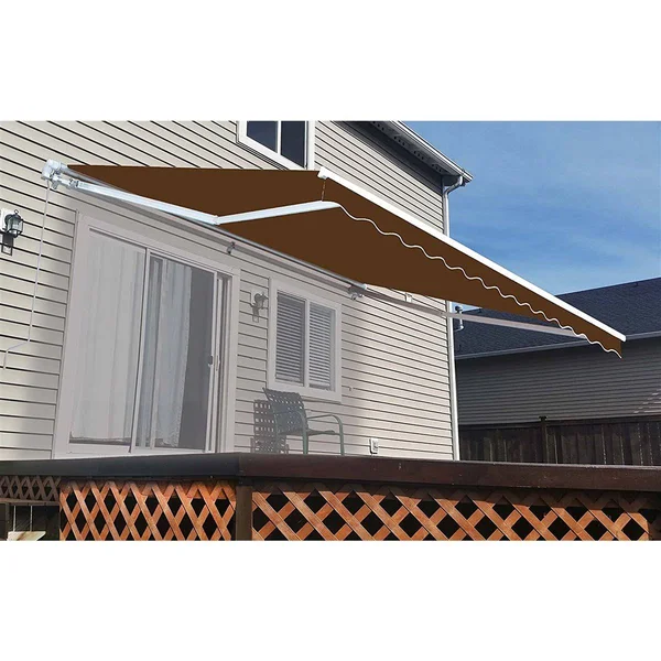 Aleko AWM12X10BROWN36 Retractable Motorized Patio Awning 12 x 10 Feet Brown
