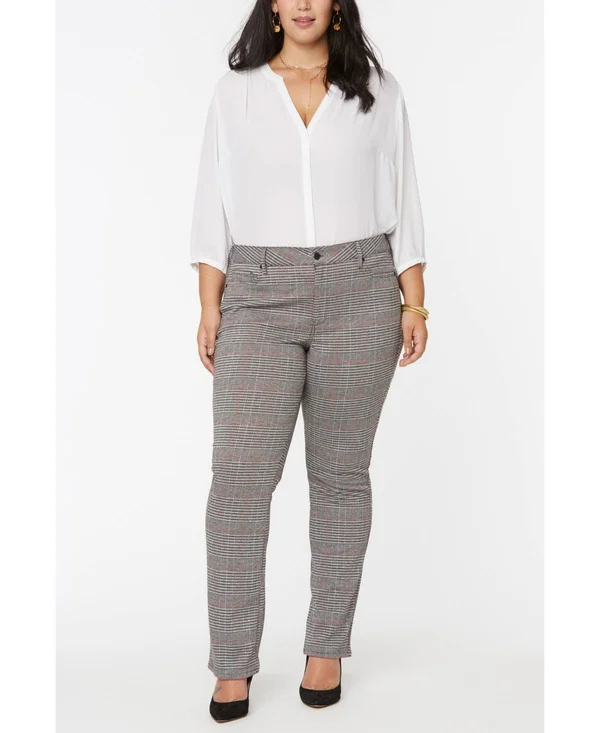 Nydj Plus Marilyn Winchester Plaid Straight Leg Jean