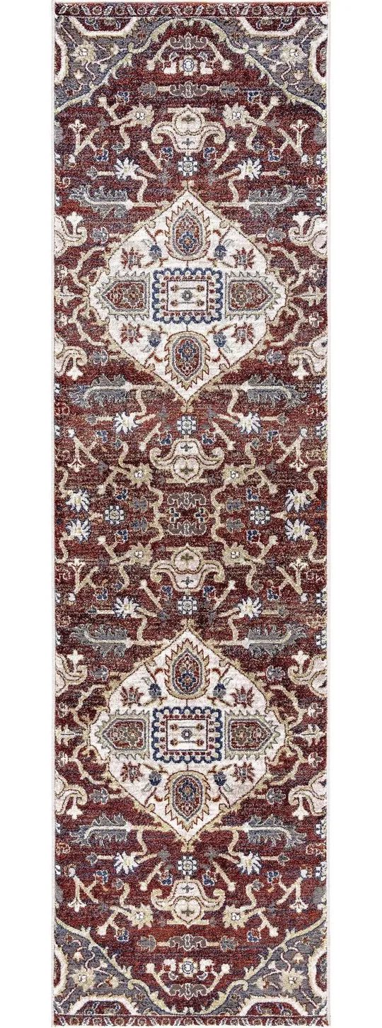 Bungalow Rose Reames Medallion Red Area Rug - Size: Runner 2' x 7'3 inch