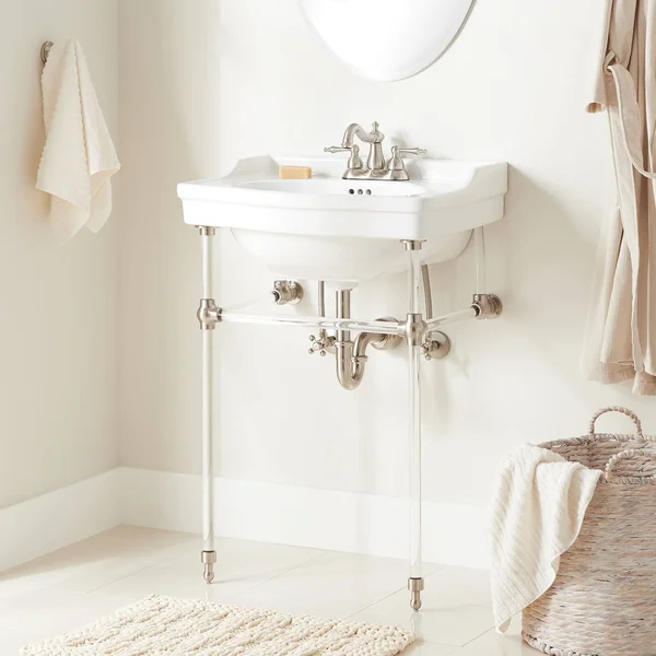 24x22 Cierra Console Sink with Acrylic Stand - 8x22 Faucet Drillings - Polished Nickel - Signature Hardware 442862