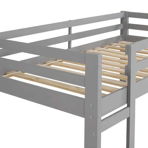 Twin Indy Solid Wood Low Loft Bed Gray - Saracina Home