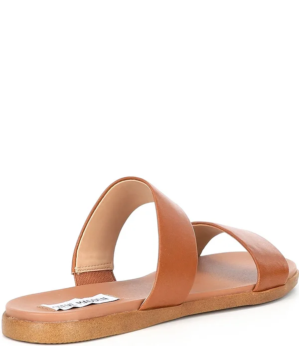 Steve Madden Dual Flat Sandal Women's Sandals Black Leather : 7.5 M