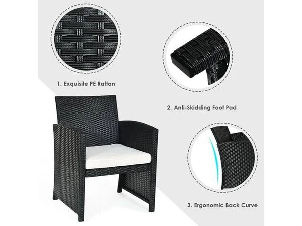 Costway 4 Pieces Patio Rattan Furniture Conversation Set Cushioned Sofa Table Garden