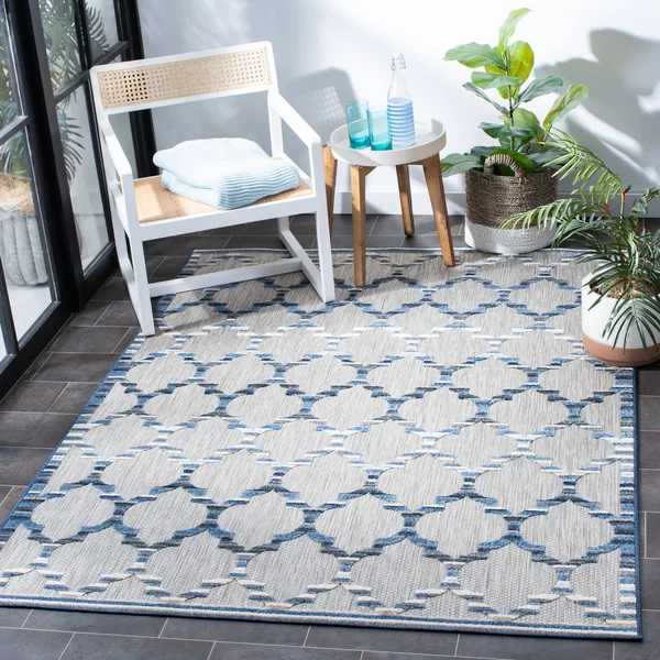 Safavieh Cabana Rug Collection CBN333G - Grey, Blue - 8' x 10'