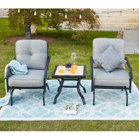 Charlton Home Strawn 3 Piece Seating Group with Cushions, Gray