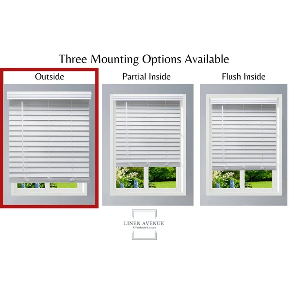 Linen Avenue Custom Cordless Outside Mount Faux Wood Blinds - 64.5 W x 72 H, White