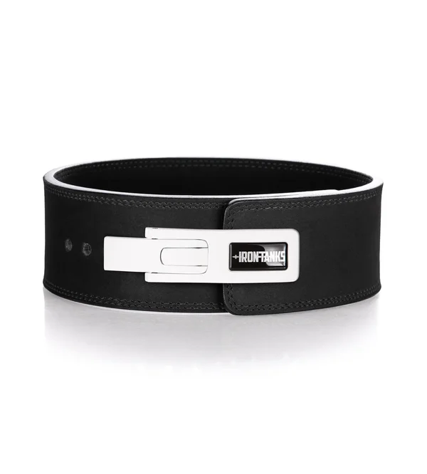 10mm Lever Deadlift Belt Black Powerlifting Training Squats Iron Tanks, 2XL