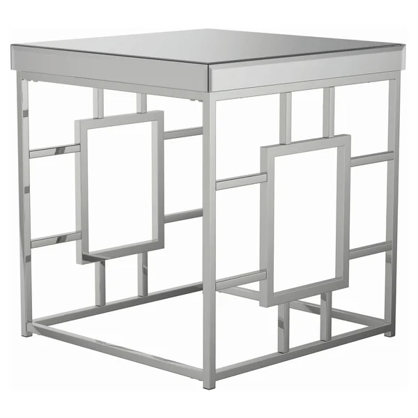 Silver Orchid Bevan Mirror and Chrome Square End Table - 22.50x22 x 22.50x22 x 24.25x22