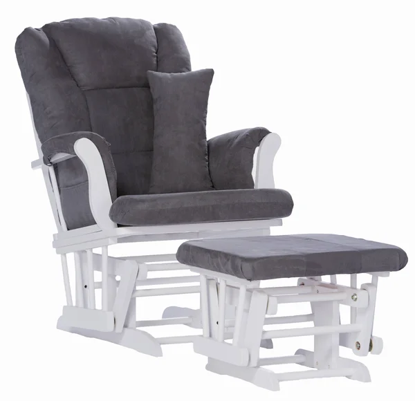 Stork Craft Tuscany Glider and Ottoman with Lumbar Pillow - White/Gray