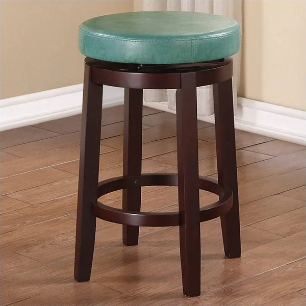 Riverbay Furniture 24x22 Faux Leather Swivel Counter Stool in Teal