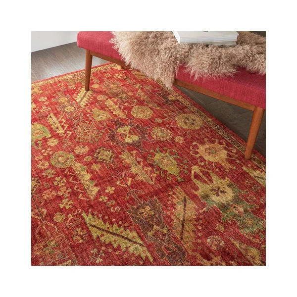 Nourison Jewel JEL04 5&3x22 x 7&5x22 Red Area Rug