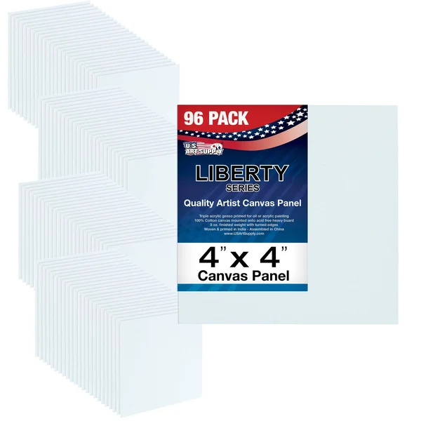 US Art Supply 4 x 4 inch Professional Artist Quality Acid Free Canvas Panels 8 - 12-Packs (1 Full Case of 96 Single Canvas Panel