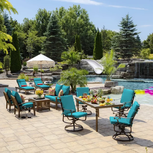 Arden Selections 29.5x22 x 21x22 Leala Texture Outdoor Chaise Lounge Cushion Lake Blue