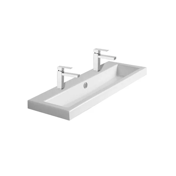 Nameeks 4003011B Tecla 39-3/8x22 Ceramic Wall Mounted - Drop in Bathroom Sink with White, Two Hole