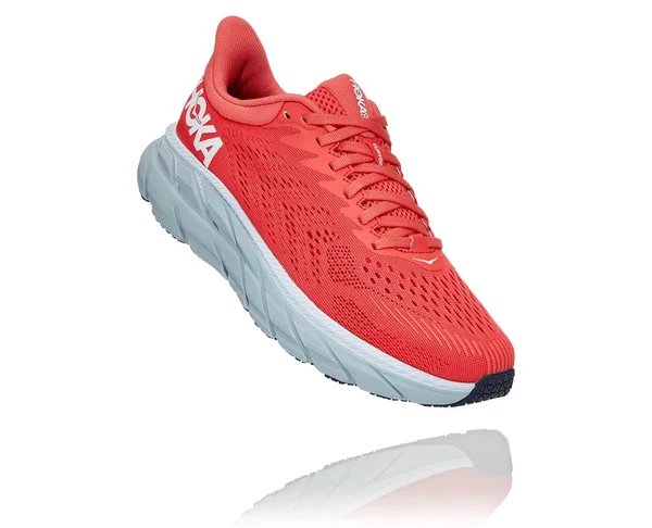 Hoka One One Women's Clifton 7 Running Shoes - Coral/White