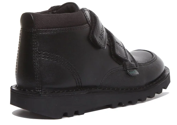 Kickers Child Kick Scuff Hi Black Leather Boots