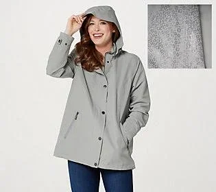 Nuage Invisiprint Waterproof Jacket with Hood, Size XX-Small, Grey/Animal