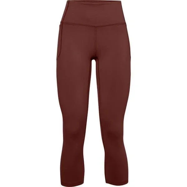Under Armour Women's Meridian Crop Leggings Pants - Red/Silver, Size: Xs