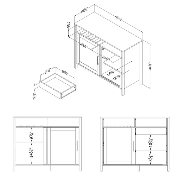 South Shore Munich Buffet with Sliding DOOR, Seaside Pine