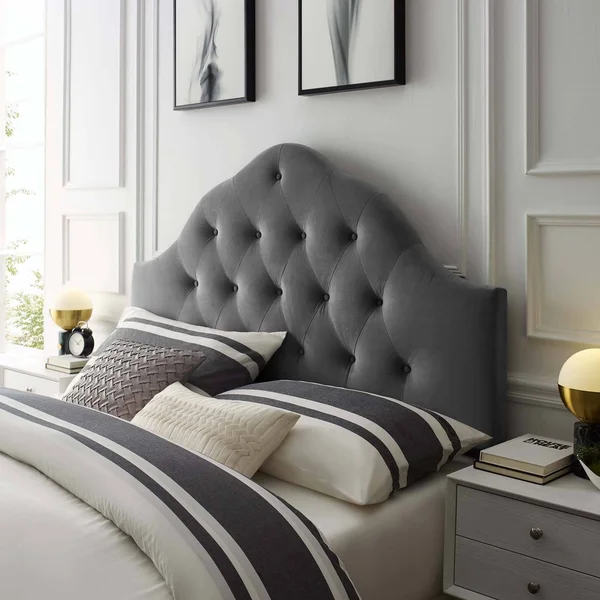 Modway Sovereign Full Diamond Tufted Performance Velvet Headboard Gray