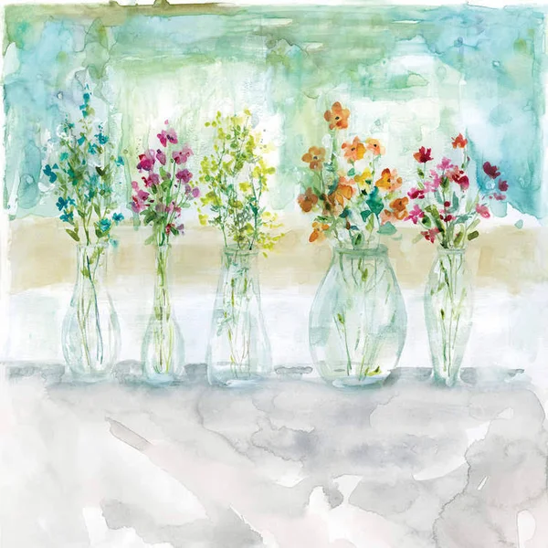 Carol Robinson Canvas Wall Decor Art Prints - Color Wash Bouquet