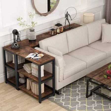 Tribesigns Console Sofa Table 70.9 Inches Extra Long Behind Couch, 3-Tier Industrial Entryway Table Hallway Table Narrow Bar Tab