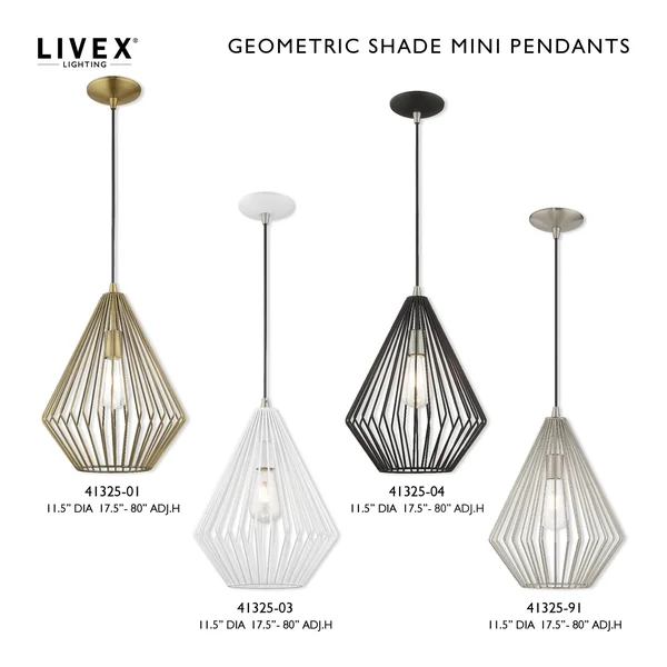 Livex Lighting 41325-03 1-Light Mini Pendant, White