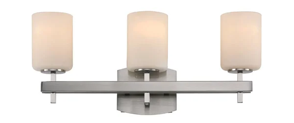 Bathroom Vanity 3 Light Fixture with Brushed Nickel Finish Metal Glass Medium 22x22 180 Watts