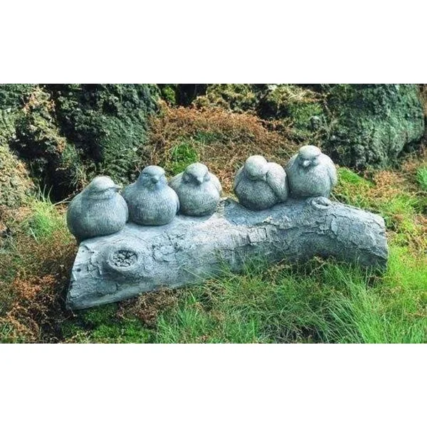 Campania International Birds on A Log Garden Statue - Brownstone