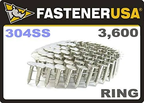 Jev Cap 3/4x22 Ring 304 Stainless Coil Roofing Nails 3.6m Box 3ZL6QSX