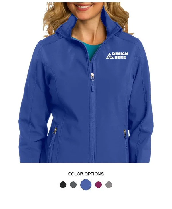 Custom Embroidered Port Authority Women's Logosportswear Jackets - Ladies Core Soft Shell Jacket, Size: XL, True Royal