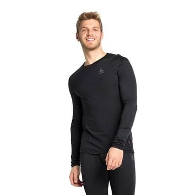 Odlo Men's Natural + Light Long-Sleeve Base Layer Top, Black, XL