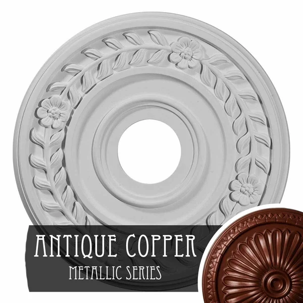 16 1/4x22OD x 3 5/8x22ID x 1x22P Wreath Ceiling Medallion (Fits Canopies Up to 5 1/2x22) - Hand-Painted Black Pearl