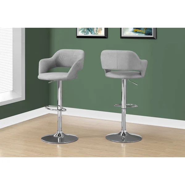 Barstool Metal Hydraulic Lift Adjustable Gray - EveryRoom