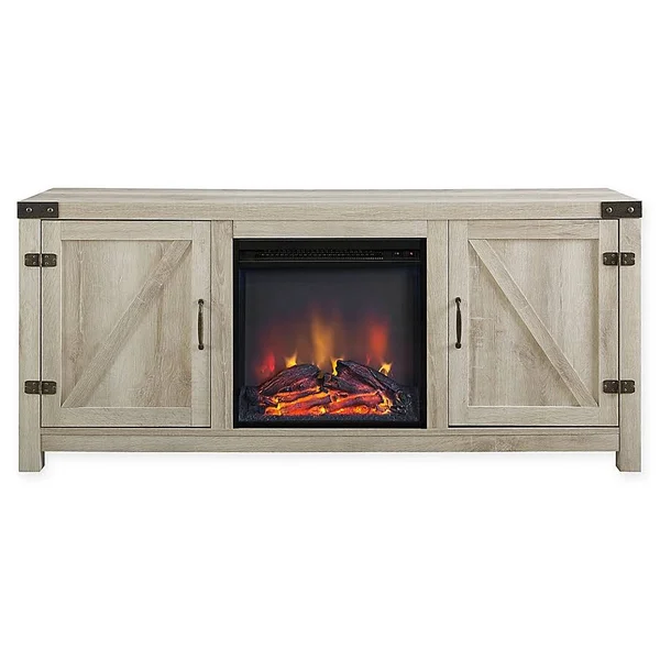 Forest Gate Wheatland 58x22 Electric Fireplace TV Stand in White Oak