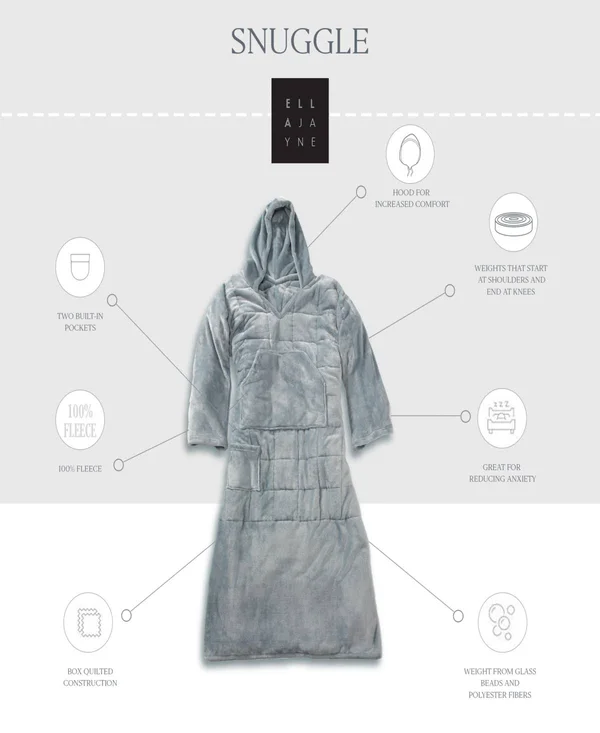 Ella Jayne Wearable Weighted Snuggle Blanket, 75x22 x 50x22 - Gray