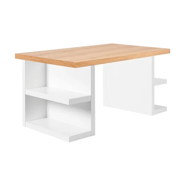 Multi 63x22 Oak Top Dining Table with White Storage Legs - 9500.620188