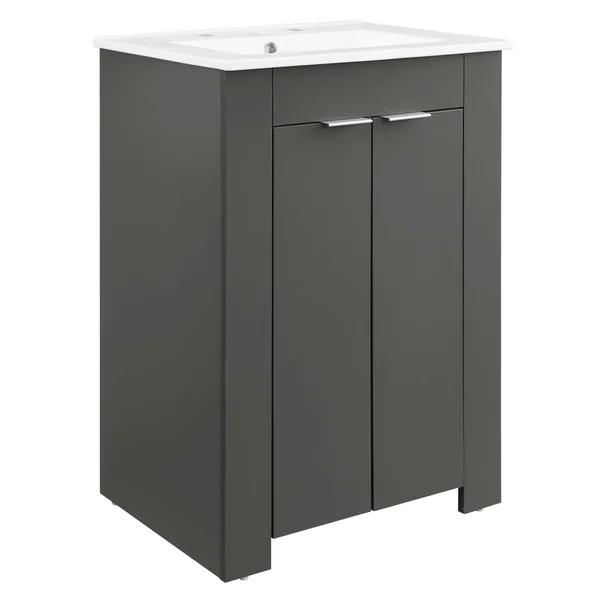 Maybelle 24x22 Bathroom Vanity Gray White Modway