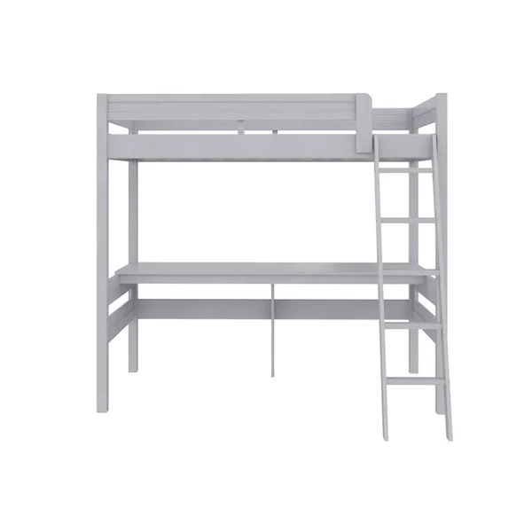 Dorel Living Harlan Wood Loft Bed with Ladder and Guardrail in Twin in Gray - DZ65177
