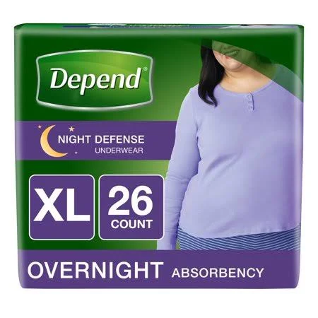 Depend Night Defense Absorbent Underwear 45591 X-Large Case of 24, Peach, Size: XL