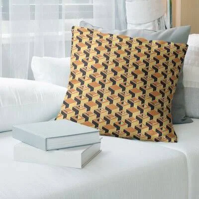 Skyscrapers Pattern Throw Pillow Brayden Studio Color: Small Orange/Yellow, Size: 18x22 x 18