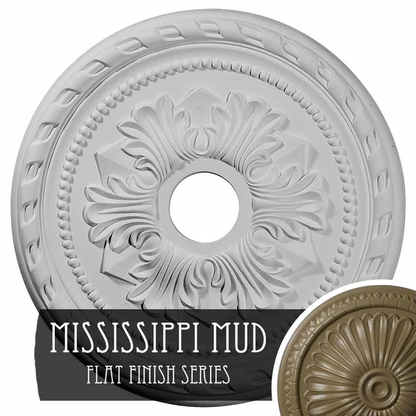 20 7/8 inchod x 3 5/8 inchid x 1 5/8 inchp Palmetto Ceiling Medallion (Fits Canopies Up to 5 inch), Hand-Painted Mississippi Mud