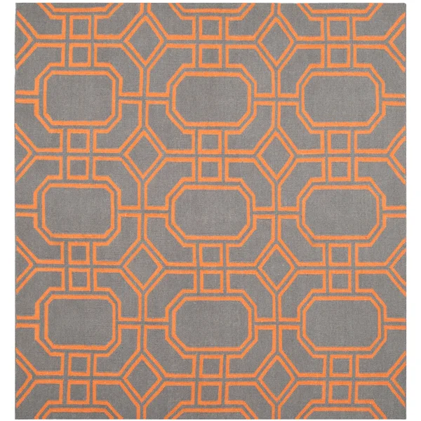 Safavieh 6& x 6& Square Dhurries DHU860B Blue - Orange Rug