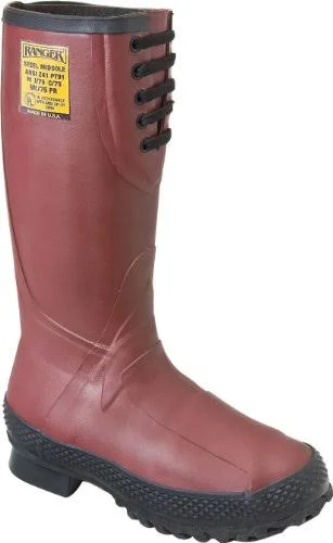 Ranger 16x22 Heavy-Duty Men's Rubber Insulated Work Boots with Steel Toe and Metatarsal Guard - Red & Black (9810)