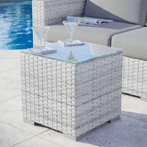 Convene Outdoor Patio Side Table Light Gray Modway