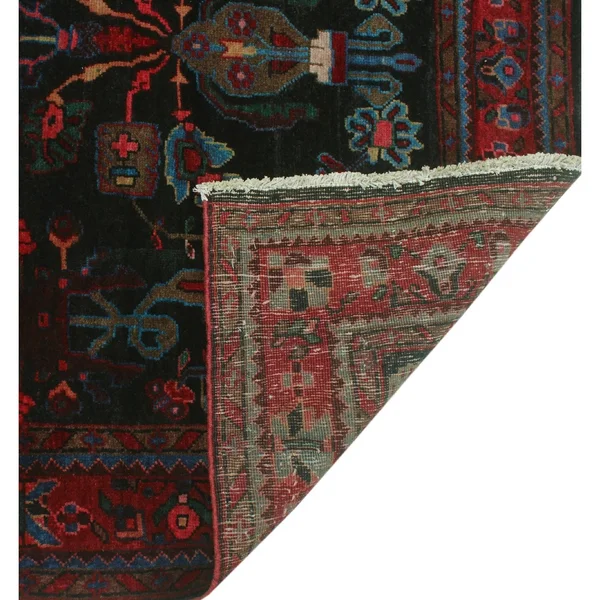 Noori Rug Vintage Distressed Diana Black/Burgundy Runner - 4&5x22 x 9&9x22