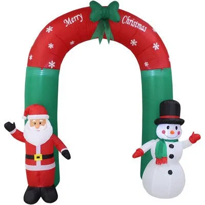 8 Feet Santa Snowman Arch with LED Christmas Inflatable Holiday Decorations The Holiday Aisle