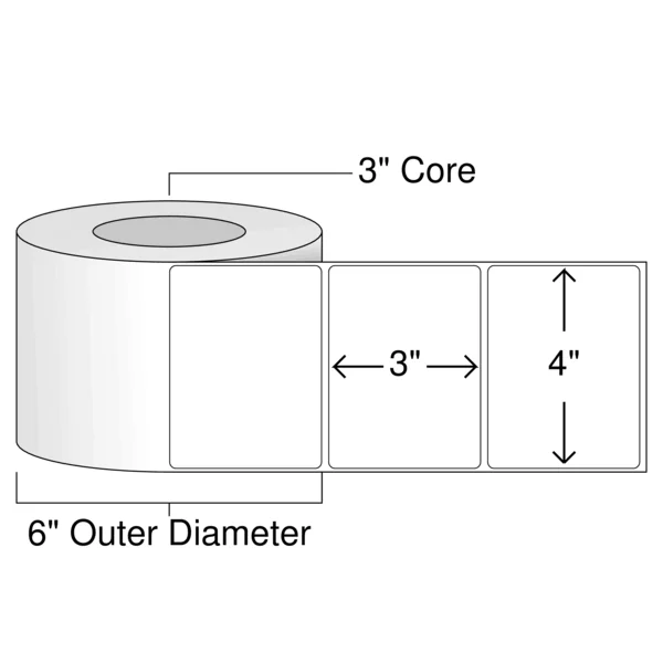 4x22 x 3x22 Inkjet Weatherproof White Matte Labels - 1 Roll, 3x22 Core