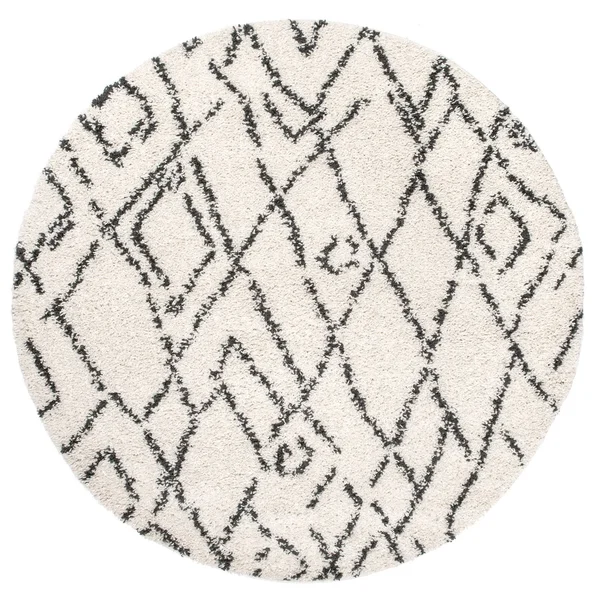 nuLOOM Nieves Moroccan Diamond Shag Area Rug, 10& Round, Off White