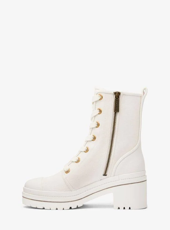 Michael Kors Corey Canvas Combat Boot - Natural - Ankle Boots - 9.5
